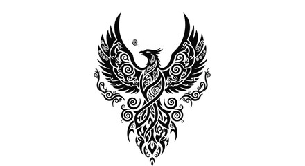 Fototapeta premium Majestic mythical phoenix bird in flight with intricate tribal tattoo style