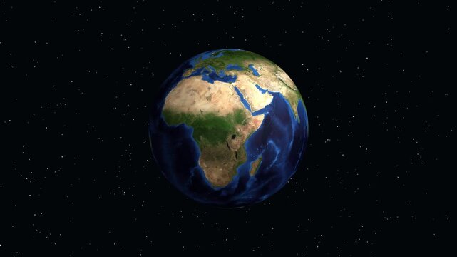 3D Earth Animation Zooming into Tokmok Kyrgyzstan with Information Overlay