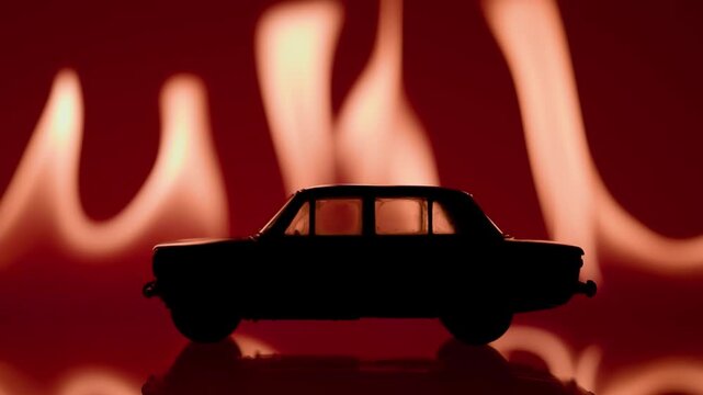 Car Insurance Concept With Fire And Vehicle Symbol