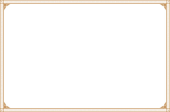 Elements of oriental frames. Gold on white rectangle lines border chinese style. Design print for greeting cards, wedding invitations, restaurant menu, royal certificates. Set 1638