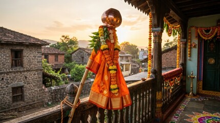 Naklejka premium Celebrating Diwali: Joyful Family Moment-(Merayakan Diwali: Momen Keluarga Bahagia)