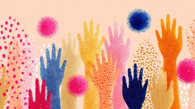 Skin microbiota concept with flora and dermal system balance