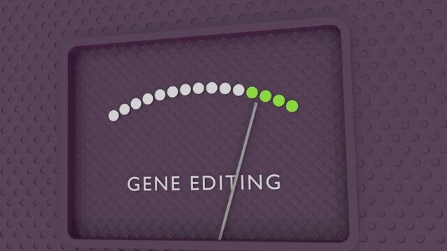 Gene editing meter showing a high level. Genetic and gene manipulation concept. Innovative in science. Medical science and biotechnology. Dynamic increasing gauge.