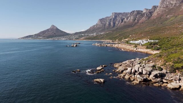Aerial view of Cape Town coastline, South Africa