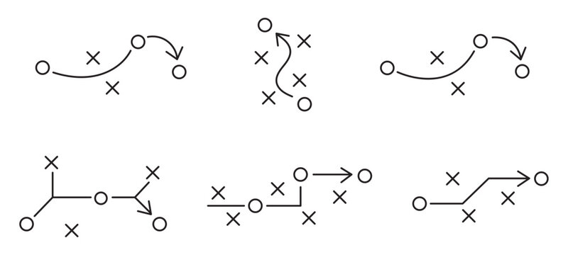 Game plan, football tactics icon set, scheme play, strategy
