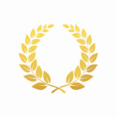 Obraz premium Golden laurel wreath symbol of victory and achievement with design is isolated