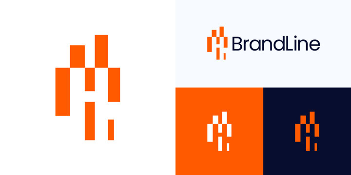 Creative letter H logo icon design vector element, Symbol initial H concept style for bars or barcode, spectrum tone, trade, analysis, finance, digital, statistics and brand identity business company