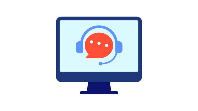 Customer service helpdesk animation on white background