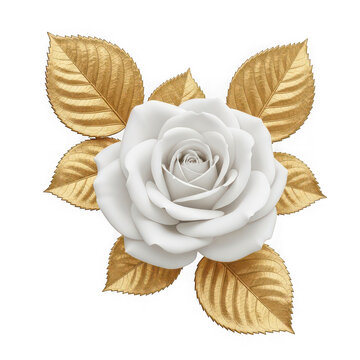White rose with golden leaves