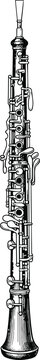 Detailed vector illustration of a professional oboe woodwind musical instrument isolated on a white background.