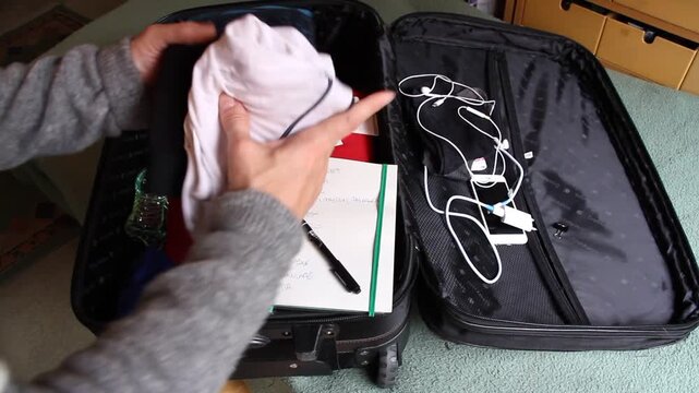 Haciendo la maleta en vacaciones con equipaje, preparativo, muda y lista de viaje