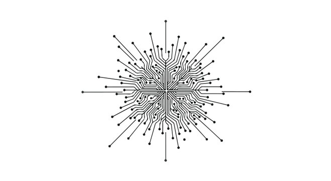 Intricate network of interconnected lines and nodes radiating outwards.