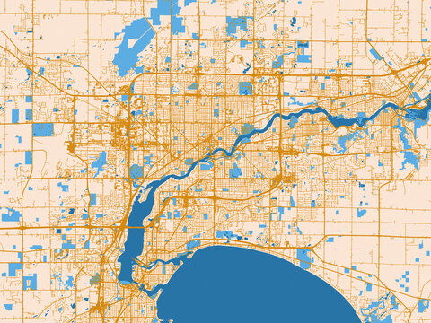 Urban grid map of Appleton, Wisconsin
