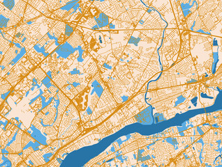 Fototapeta premium Urban map poster of Bensalem, Pennsylvania – cream map with golden roads