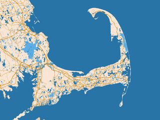 Urban cartographic illustration — Cape Cod, Massachusetts