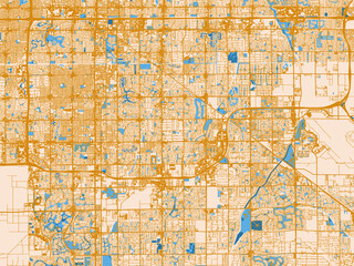 Fototapeta premium Clean urban street map of Chandler-Gilbert, Arizona