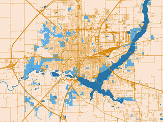 Naklejka premium Decatur, Illinois – street map