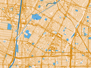 Obraz premium City grid layout map — Downey, California