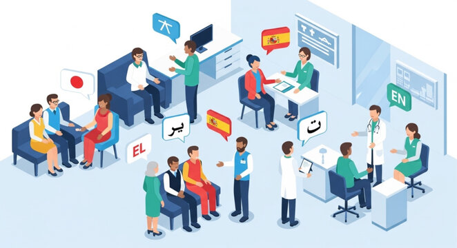 Multilingual Healthcare - Doctors and Patients Communicating in Different Languages.