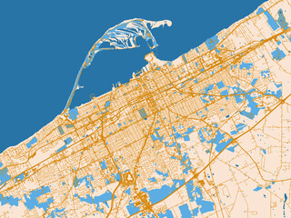 Street map of Erie, Pennsylvania in light cream and blue contrast © W&S Stock