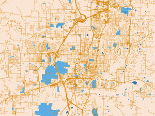 Fototapeta premium Decorative city map of Fayetteville, Arkansas