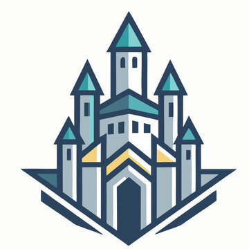 logo design vector illustration modern minimalist castle