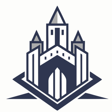 logo design vector illustration modern minimalist castle