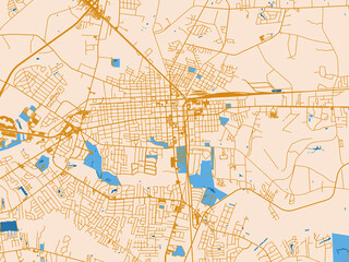 Fototapeta premium City layout poster — Florence, South Carolina – golden linework with blue water