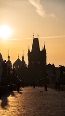 Fototapeta premium Prague Old Town cityscape. Vertical landscape of historical center of Praha, Czech Republic.