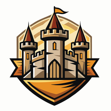 logo design vector illustration medieval castle detailed stone texture