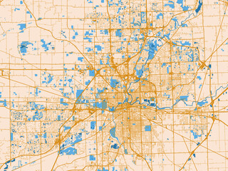 Fototapeta premium Geographic city layout of Fort Wayne, Indiana
