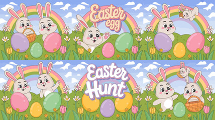 Naklejka premium easter bunny with eggs