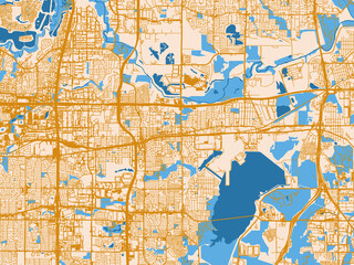 Fototapeta premium Cartographic city illustration of Grand Prairie, Texas
