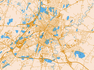 Fototapeta premium City map of Hagerstown, Maryland – cream map with golden roads