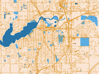 Fototapeta premium Graphic city map artwork of Holland, Michigan