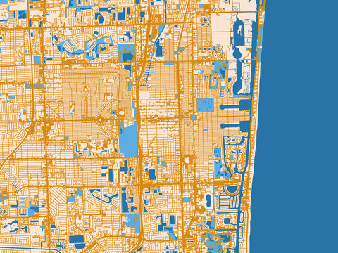 Infographic city map of Hollywood, Florida