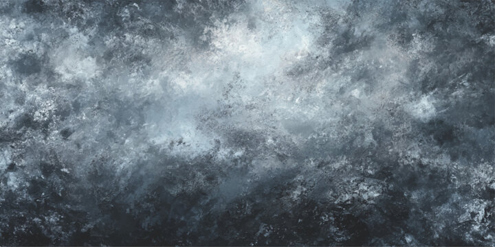 Dark storm clouds and fog blur the city lights as rain drops on the window create a blue watery texture against the night sky backdrop