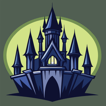 logo design vector illustration dark gothic castle