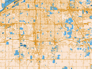 Obraz premium Cartographic city illustration of Kentwood, Michigan