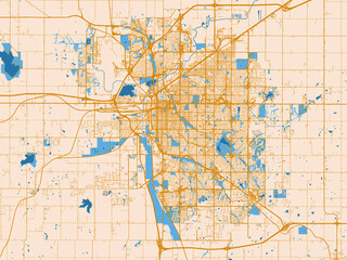 Fototapeta premium Urban map background of Lincoln, Nebraska