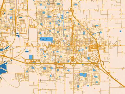 Street grid map of Manteca, California