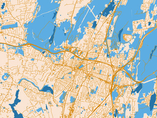 Fototapeta premium Graphic city map artwork of Meriden, Connecticut
