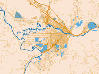 Naklejka premium City layout poster — Missoula, Montana – mustard-gold streets on cream