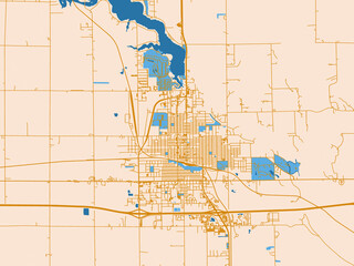 Fototapeta premium Urban grid map of Mitchell, South Dakota