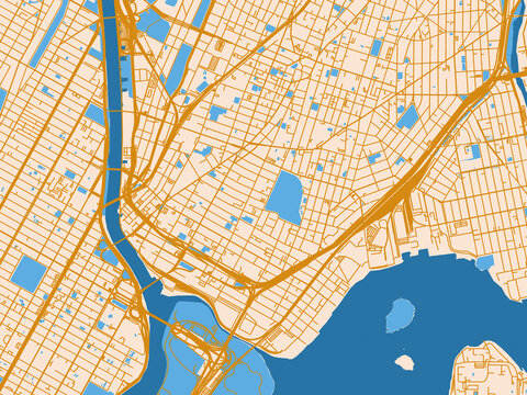 Cartographic city illustration of Mott Haven, New York