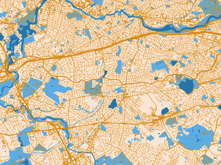 Obraz premium Newton street grid map, Massachusetts