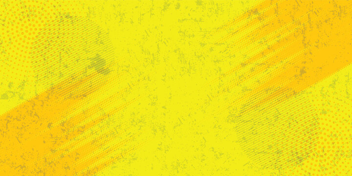 Latar belakang komik kuning dengan matahari meledak dan dot halftone