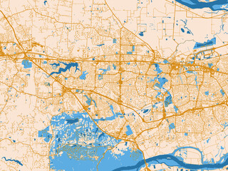 Fototapeta premium City map poster of O'Fallon, Missouri – gold and blue map palette