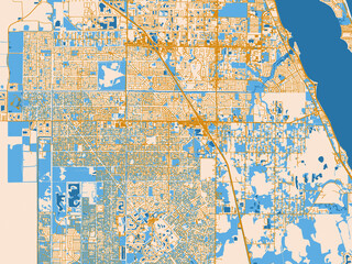 Naklejka premium City grid layout map — Palm Bay, Florida