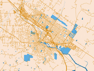 Fototapeta premium Urban cartographic illustration — Petaluma, California